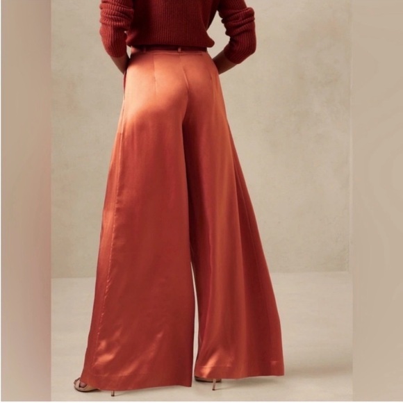 Banana Republic 100% Silk Terracotta Belay Wide-Leg Pants and Button Down - Picture 4 of 15